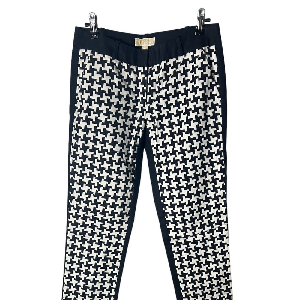 MICHAEL MICHAEL KORS GEOMETRIC STRAIGHT LEG DRESS PANTS, BLACK WHITE, SIZE 2